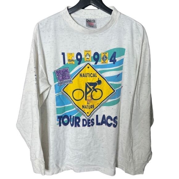 VTG 1994 Tour Des Lacs Long Sleeve Shirt USA Large - Picture 1 of 5